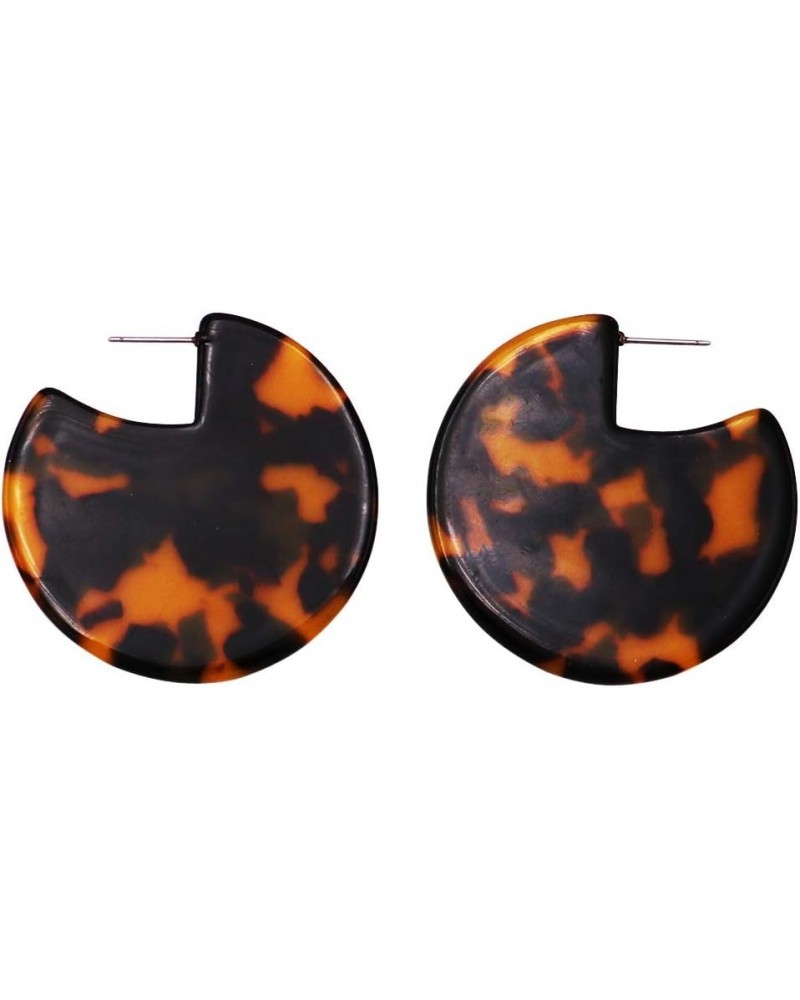 Women's Lucite Solid Disc Hoop Post Back Earrings 1.75 Tortoise $10.81 Earrings