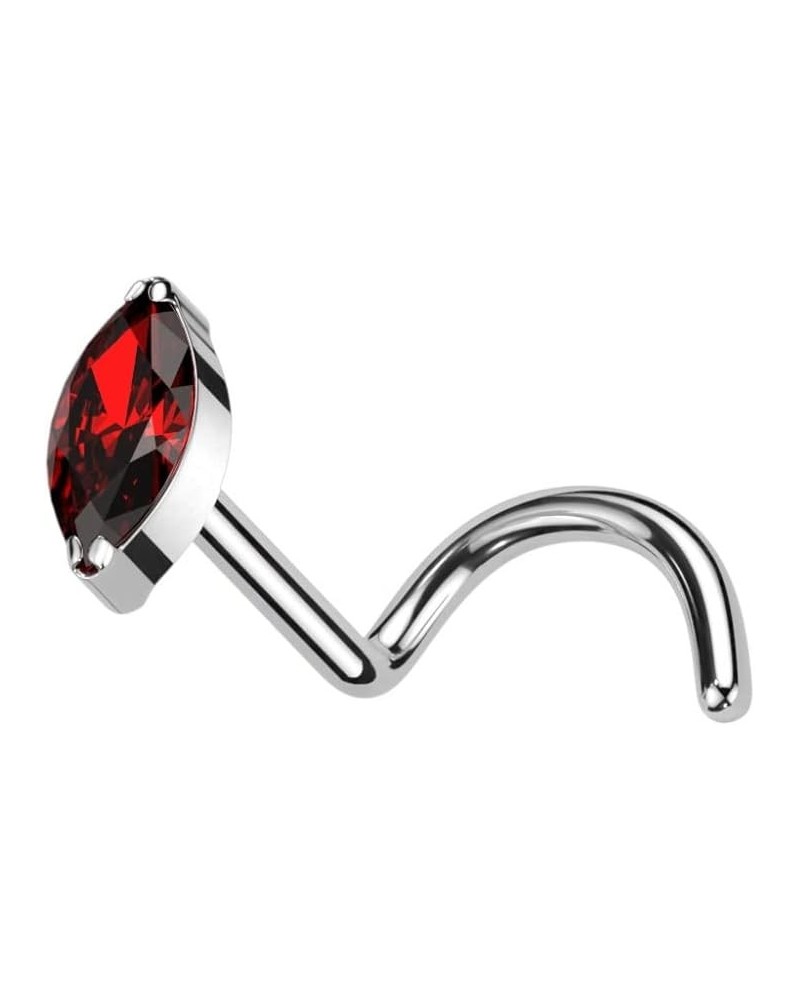 20GA F136 Implant Grade Titanium CZ Crystal Marquise Nose Screw Red $8.51 Body Jewelry