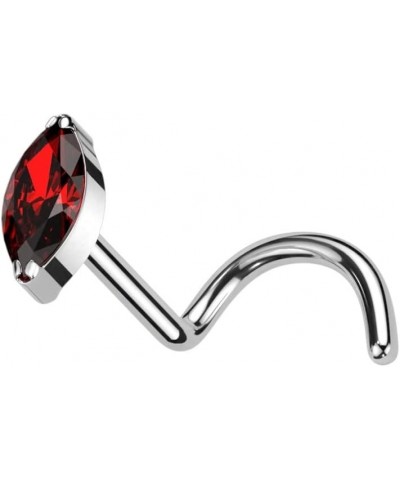 20GA F136 Implant Grade Titanium CZ Crystal Marquise Nose Screw Red $8.51 Body Jewelry