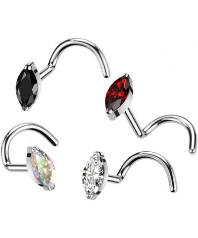 20GA F136 Implant Grade Titanium CZ Crystal Marquise Nose Screw Red $8.51 Body Jewelry