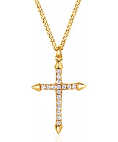 Gold Dainty Cross Necklace for Women,18K Gold Plated Latin CZ Cross Faith Pendant Necklace Minimalist Handmade Crucifix Chain...