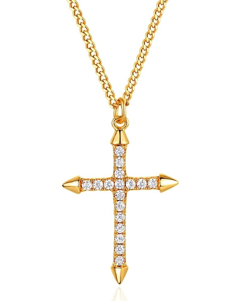 Gold Dainty Cross Necklace for Women,18K Gold Plated Latin CZ Cross Faith Pendant Necklace Minimalist Handmade Crucifix Chain...