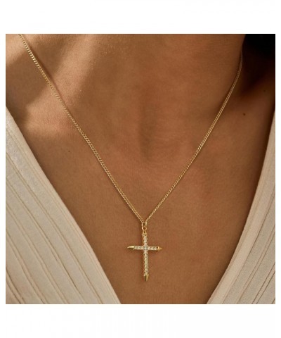 Gold Dainty Cross Necklace for Women,18K Gold Plated Latin CZ Cross Faith Pendant Necklace Minimalist Handmade Crucifix Chain...