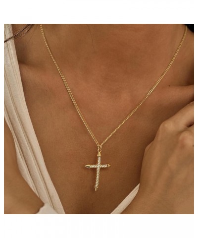 Gold Dainty Cross Necklace for Women,18K Gold Plated Latin CZ Cross Faith Pendant Necklace Minimalist Handmade Crucifix Chain...