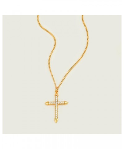 Gold Dainty Cross Necklace for Women,18K Gold Plated Latin CZ Cross Faith Pendant Necklace Minimalist Handmade Crucifix Chain...