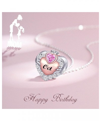 Birthstone Charm for Bracelet 925 Sterling Silver Rose Gold Love Heart Mom Charms Bead for Bracelet, Best Birthday Valentine'...