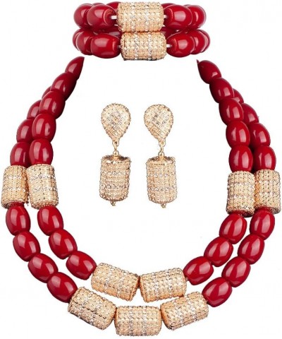 Two Layers Resin African Jewelry Set Dubai Gold Chunky Bridal Costume Necklace Set Gift Jewelry $22.55 Jewelry Sets