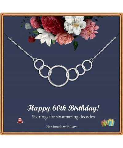 Birthday Gifts for Women, Silver Interlocking Circle Necklace 30th 40th 50th 60th 70th 80th 90th Birthday Necklace Happy Birt...