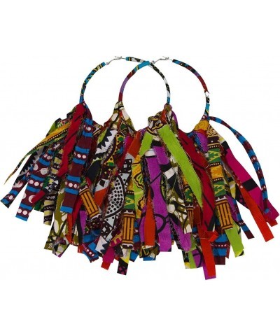 African Fabric Tassel Earrings Set for Ankara Fringe Hoop Earrings for Women Color 4-1 $7.99 Earrings