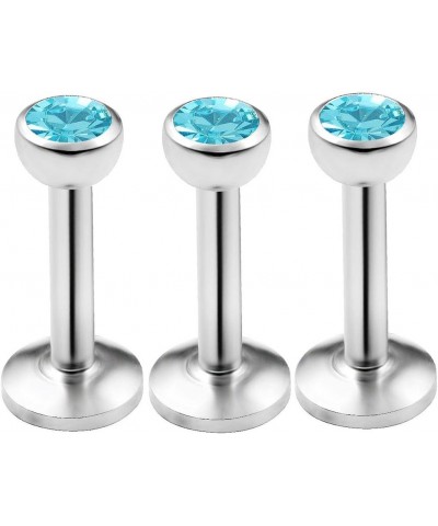 3pcs 16g 1/4 Labret Stud Lip Ring Snake Bite Conch Forward Helix Monroe Tragus Dahlia Marilyn Internally Threaded Pick Color ...