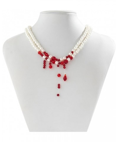 Halloween Necklace Dripping Blood Fake Pearls Halloween Party Choker Necklace Vampire Party Costume Red Necklace B $9.63 Neck...