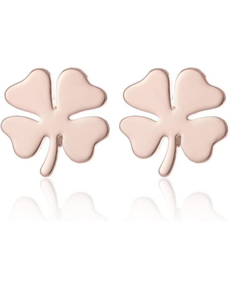 Minimalist Four Leaf Clover Stainless Steel Tiny Stud Earrings for Women Teen Girls Cartilage Pierced Studs Earring Lovely Go...