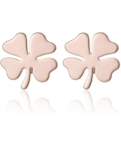 Minimalist Four Leaf Clover Stainless Steel Tiny Stud Earrings for Women Teen Girls Cartilage Pierced Studs Earring Lovely Go...