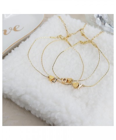 Dainty Gold Heart Initial Bracelet for Women Teen Girls Cute Personalized Name Alphabet Letter Adjustable Charm Bracelets Fri...