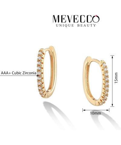 18K Gold Plated Huggie Earrings with Shining Cubic Zriconia Geometry Beads Star Hoop Earrings for Women Oval CZ $11.36 Earrings