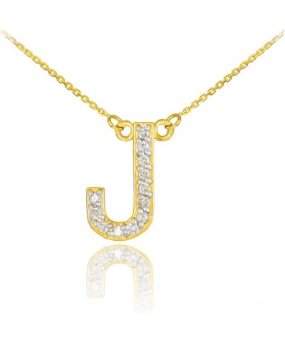 14K Yellow Gold Diamond Accented Personalized Initial Letter Pendant Necklace, 1/20-1/5 Cttw (J-K color, I1-I2 Clarity), Your...