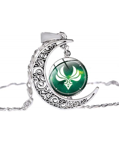 Moon Pendant Genshin Impact Glass Dome Crescent Pendant for Boys Men Girls Women wind $7.55 Necklaces