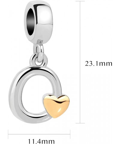 A to Z Gold Heart Name Initial Charm Compatible with Pandoran Charm Bracelet Women Girl Silver Love Dangle Letter Pendant Alp...