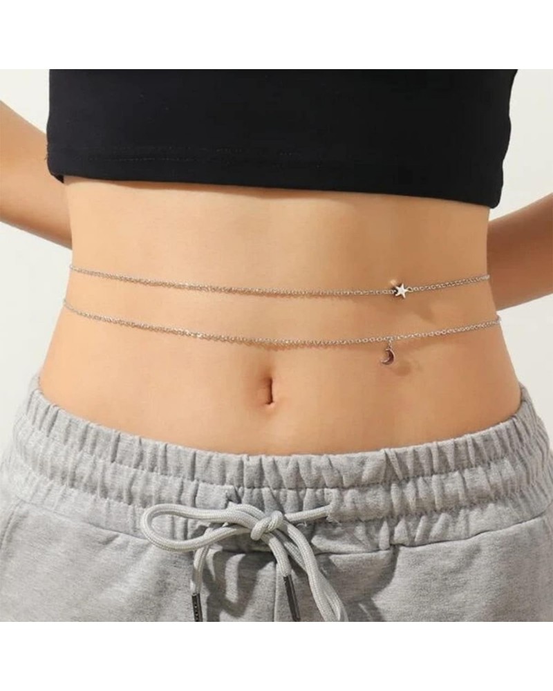 Sexy Star Moon Waist Chain Boho Layered Crescent Moon Star Pendant Body Chain Bikini Chain Belly Chain Belt Chain Stomach Cha...