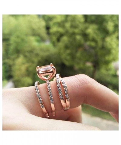 Sparkling Women Fashion 18K Rose Gold Filled Morganite Ring Cubic Zirconia Topaz Ring Rose Gold Stackable Anniversary Engagem...