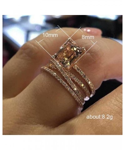 Sparkling Women Fashion 18K Rose Gold Filled Morganite Ring Cubic Zirconia Topaz Ring Rose Gold Stackable Anniversary Engagem...