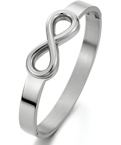 Stainless Steel Friendship Infinity Love Number 8 Bangle Bracelet for Womens Polished $11.28 Bracelets