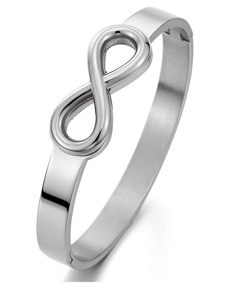 Stainless Steel Friendship Infinity Love Number 8 Bangle Bracelet for Womens Polished $11.28 Bracelets