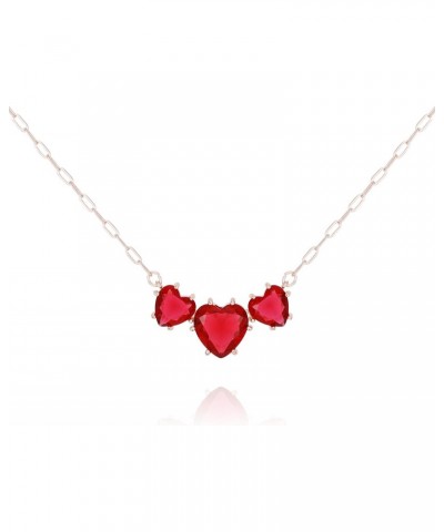 Goldtone Three Pink Heart Charm Dainty Necklace $19.22 Necklaces