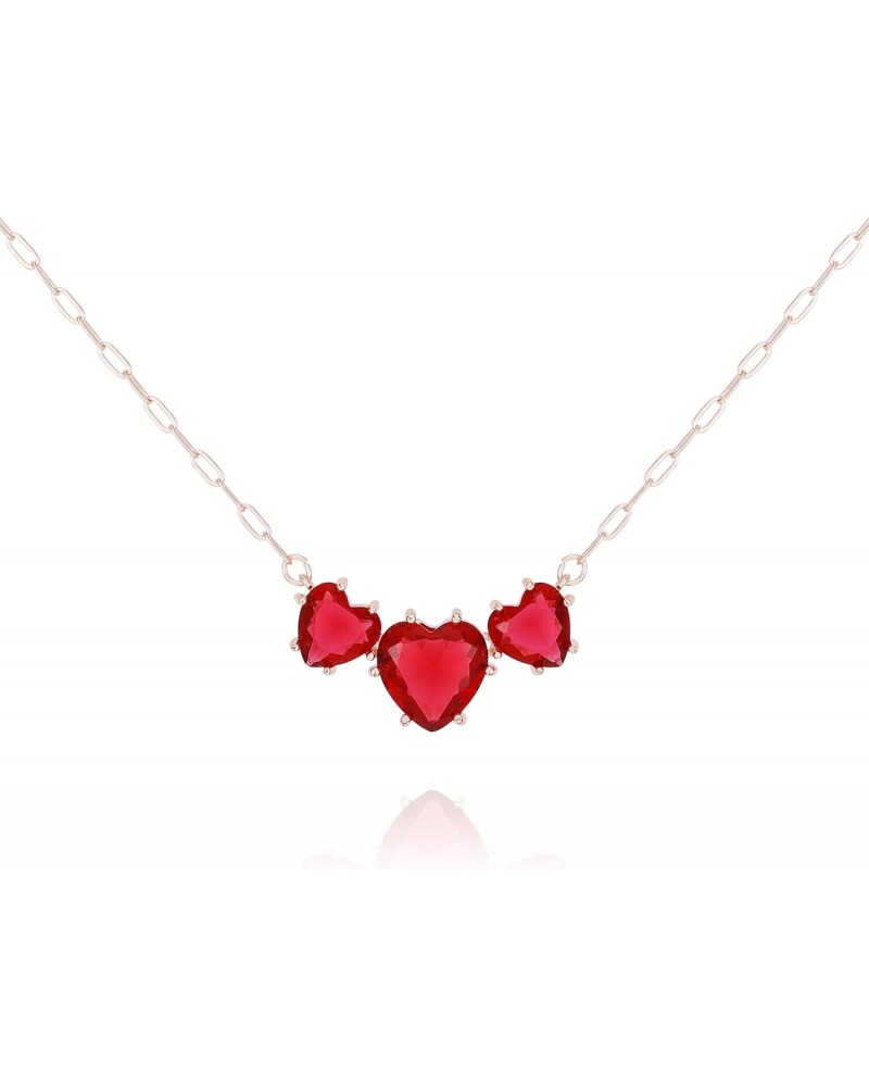 Goldtone Three Pink Heart Charm Dainty Necklace $19.22 Necklaces