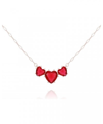 Goldtone Three Pink Heart Charm Dainty Necklace $19.22 Necklaces