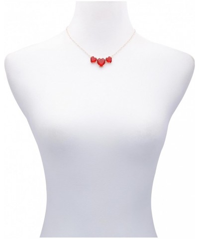 Goldtone Three Pink Heart Charm Dainty Necklace $19.22 Necklaces