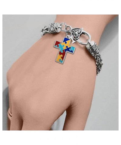 Cross Autism Bracelets for Adults Mom Grandma Dad Grandpa Women Girls Jigsaw Puzzle Jesus God Men Love Heart Adjustable Famil...