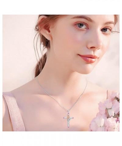 Carnation/Daffodil/Daisy/Lily of the Valley/Rose/Poppy/Morning Glory Cross Necklace 925 Sterling Silver Birth Month Flower Je...