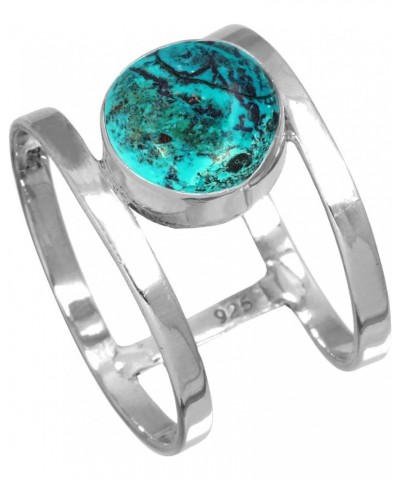 925 Sterling Silver Statement Ring for Women 10 MM Round Gemstone Handmade Jewelry for Gift (99140_R) Shattuckite $14.80 Rings