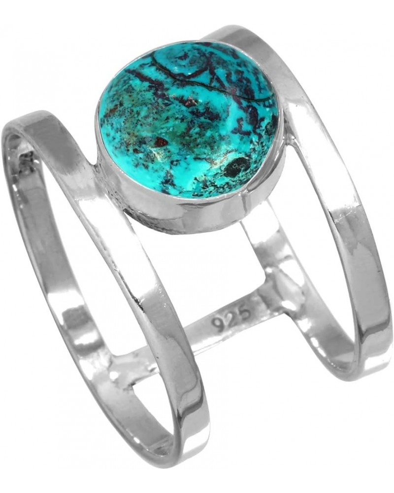 925 Sterling Silver Statement Ring for Women 10 MM Round Gemstone Handmade Jewelry for Gift (99140_R) Shattuckite $14.80 Rings