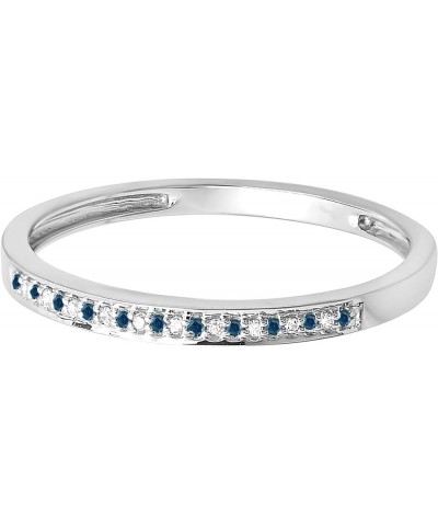 0.10 Carat (ctw) Alternate Round Blue & White Diamond Stackable Wedding Band for Women in 10K Gold 8.5 White Gold $96.24 Others