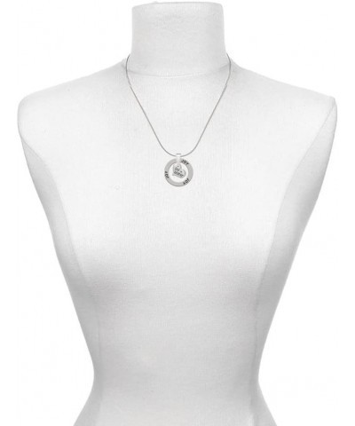 Silvertone Small Family Heart with Clear Crystal - Hockey Ring Charm Necklace, 18 Godmother $17.69 Necklaces