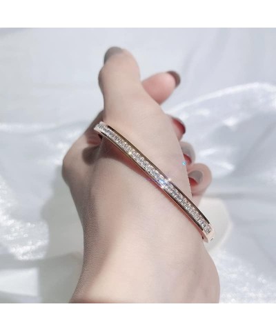 Love Bracelets 18K Gold Plated Crystal Belt Bangle Cubic Zirconia Titanium Steel Classic Girl Women's Gift Rose Gold Classic ...