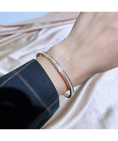 Love Bracelets 18K Gold Plated Crystal Belt Bangle Cubic Zirconia Titanium Steel Classic Girl Women's Gift Rose Gold Classic ...