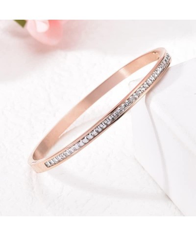 Love Bracelets 18K Gold Plated Crystal Belt Bangle Cubic Zirconia Titanium Steel Classic Girl Women's Gift Rose Gold Classic ...