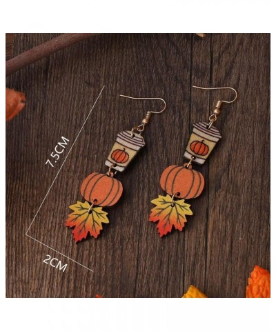 2-3 Pairs Thanksgiving Pumpkin Earrings Coffee Earrings Wooden Stitching Thanksgiving Earrings Thanksgiving Jewelry For Women...