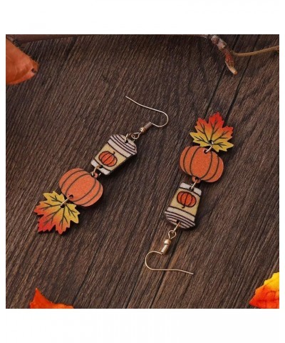 2-3 Pairs Thanksgiving Pumpkin Earrings Coffee Earrings Wooden Stitching Thanksgiving Earrings Thanksgiving Jewelry For Women...