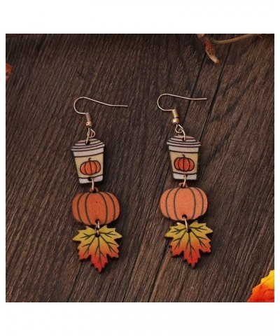 2-3 Pairs Thanksgiving Pumpkin Earrings Coffee Earrings Wooden Stitching Thanksgiving Earrings Thanksgiving Jewelry For Women...