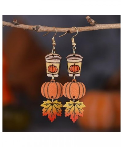 2-3 Pairs Thanksgiving Pumpkin Earrings Coffee Earrings Wooden Stitching Thanksgiving Earrings Thanksgiving Jewelry For Women...