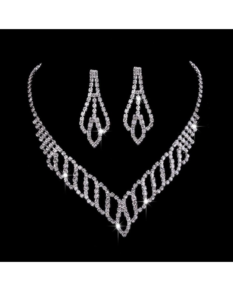 Exquisite Bridal Diamond Jewelry Set, Wedding 2 Piece Pearl Necklace Earrings Party Set Accessories, 925 Bridesmaid Zircon Ea...