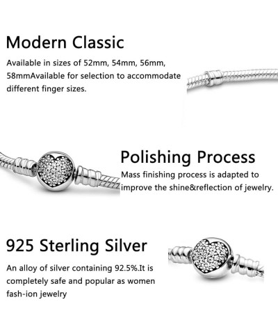 Charm Bracelet For Woman 925 Sterling Silver Jewelry Moments Heart Clasp Snake Chain Bracelet Fit Any Charm Gift for Women Gi...