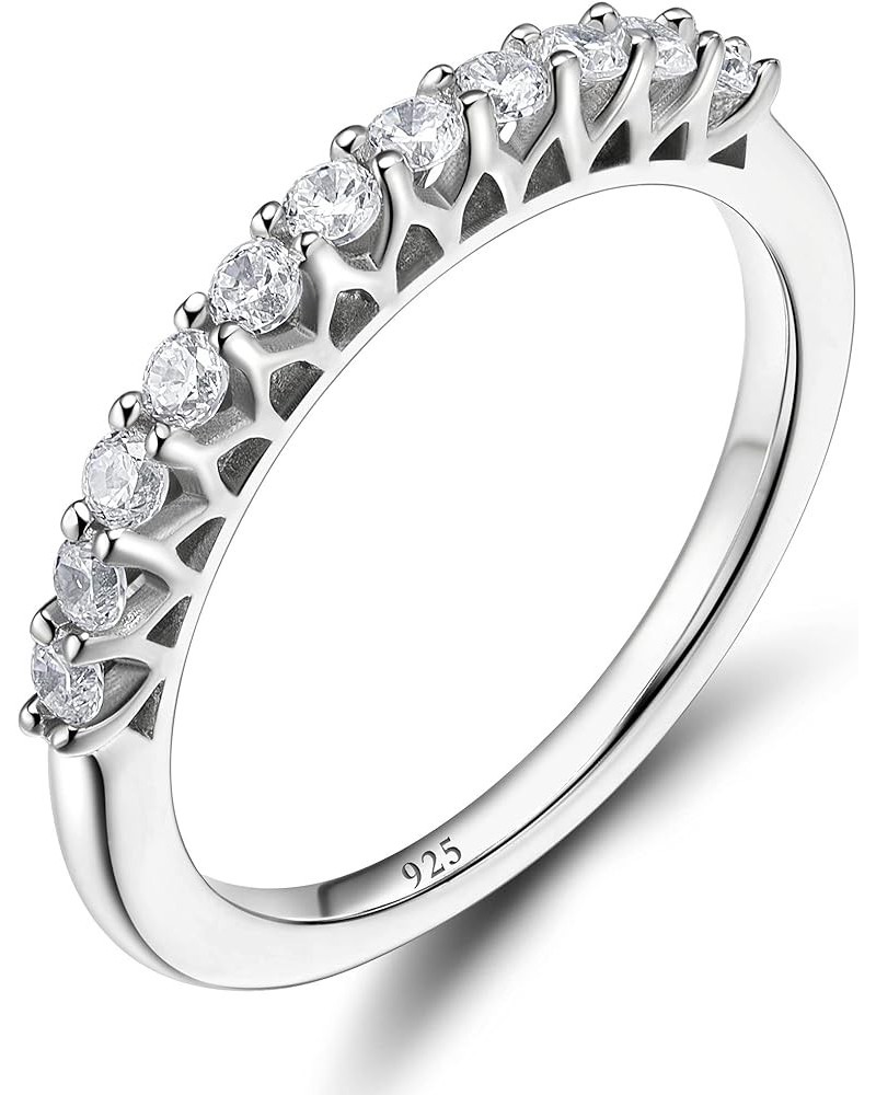 CZ Wedding Band for Women 925 Sterling Silver Half Eternity Stackable Ring Size 3-13 silver-eternity $9.84 Rings