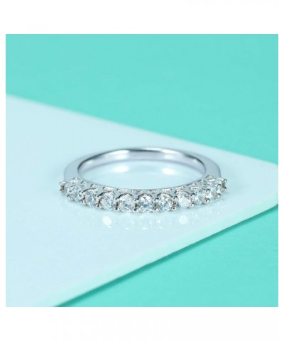 CZ Wedding Band for Women 925 Sterling Silver Half Eternity Stackable Ring Size 3-13 silver-eternity $9.84 Rings