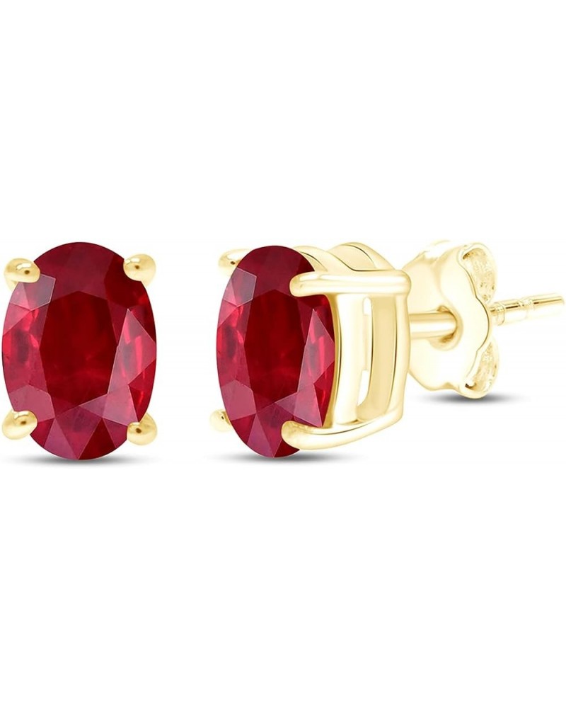 Oval Shape Stud Earrings In 14K Yellow Gold Over Sterling Silver (5 Ct) Simulated ruby $23.52 Earrings