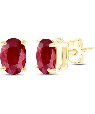 Oval Shape Stud Earrings In 14K Yellow Gold Over Sterling Silver (5 Ct) Simulated ruby $23.52 Earrings